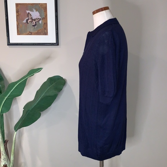 Tailored Recreation Premium Polo Shirt, Quarter Zip, Navy Blue Pattern, Size XL - Picture 3 of 15